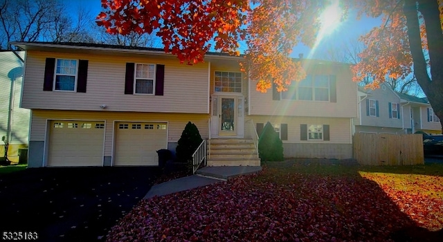 bi-level home with a garage