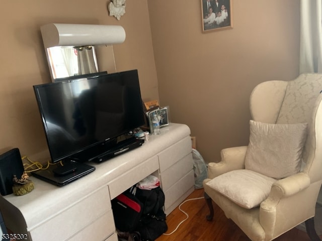 living area featuring dark hardwood / wood-style flooring