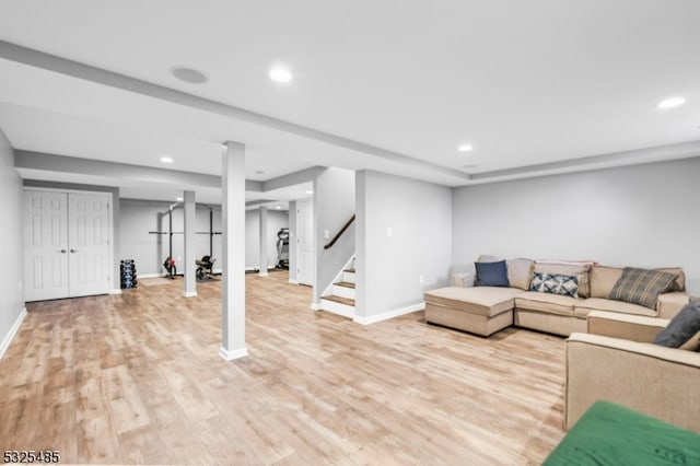 living room with light wood-type flooring