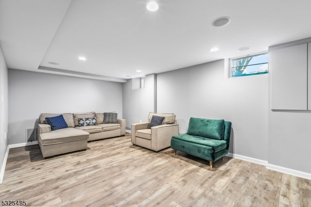 living room with light wood-type flooring