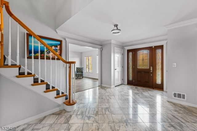 foyer entrance with crown molding