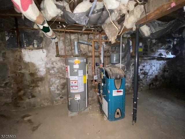 utility room with water heater