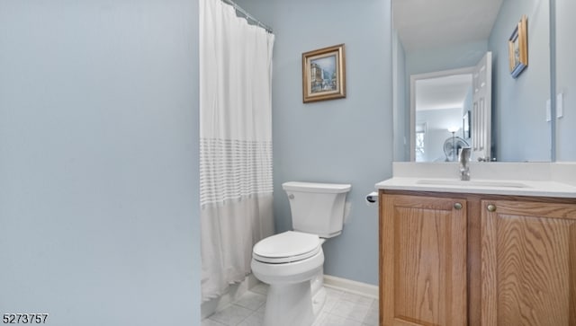 bathroom featuring tile patterned flooring, vanity, and toilet