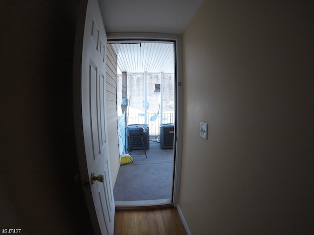 hall featuring light hardwood / wood-style flooring