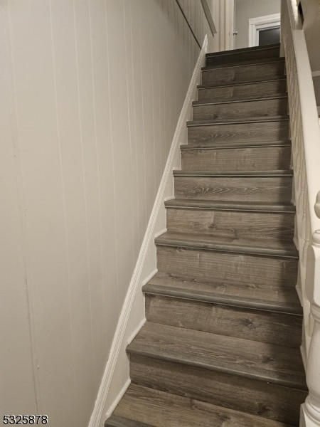 stairs with wooden walls