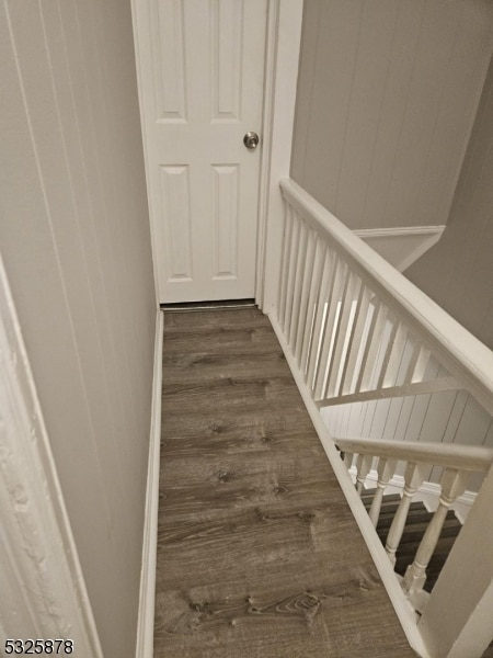 hall with dark wood-type flooring