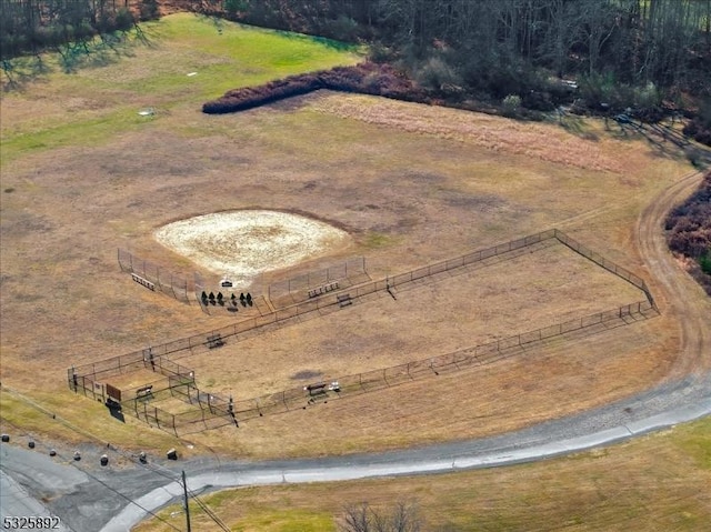 aerial view featuring a rural view