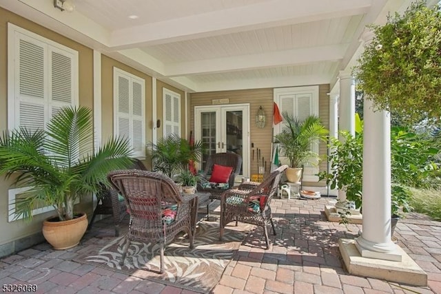 view of patio / terrace featuring french doors