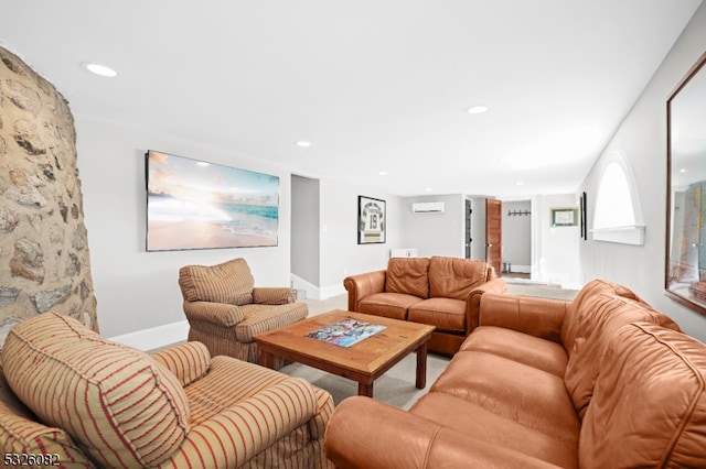 living room with a wall mounted air conditioner