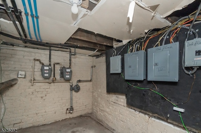 basement with electric panel