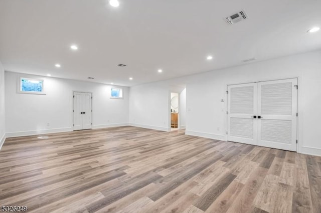 interior space with light hardwood / wood-style flooring