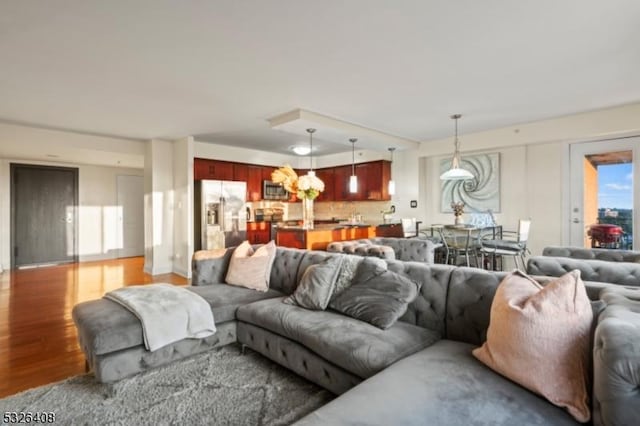 living room with hardwood / wood-style floors