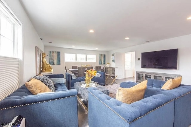 living room with wood-type flooring