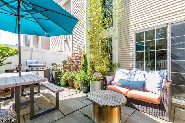 view of patio with area for grilling