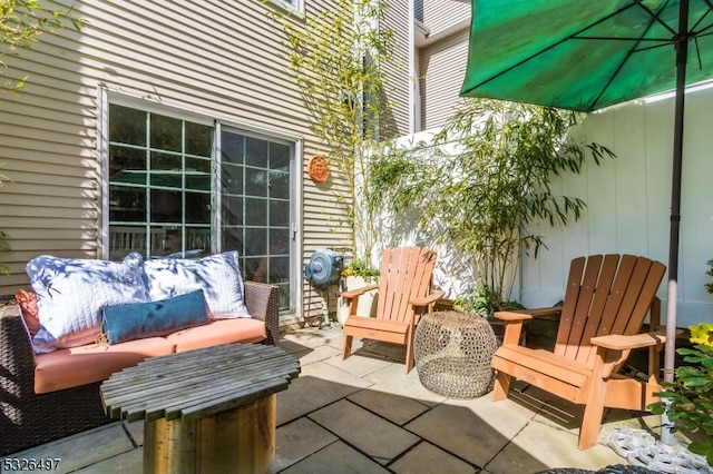 view of patio featuring an outdoor living space