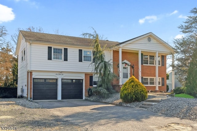 raised ranch with a garage