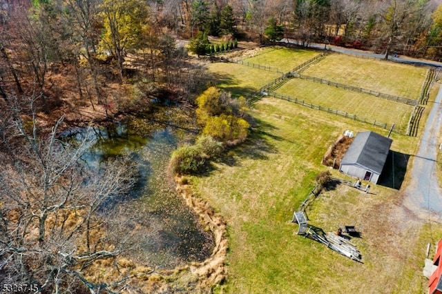 aerial view with a rural view