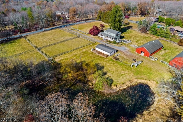 drone / aerial view with a rural view