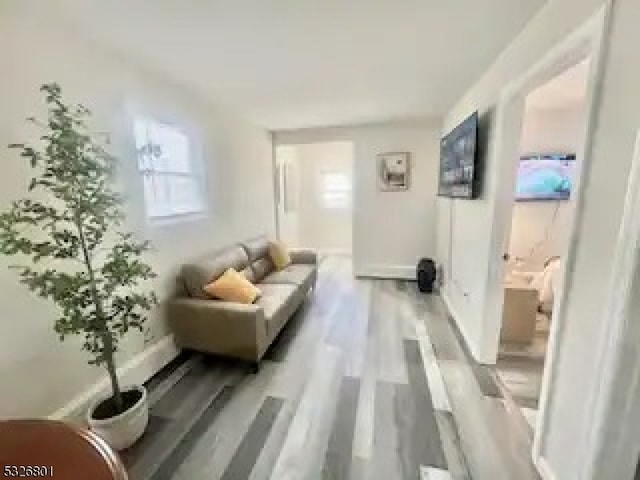 living room with hardwood / wood-style floors and a wealth of natural light