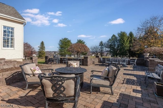 view of patio featuring outdoor lounge area and exterior kitchen