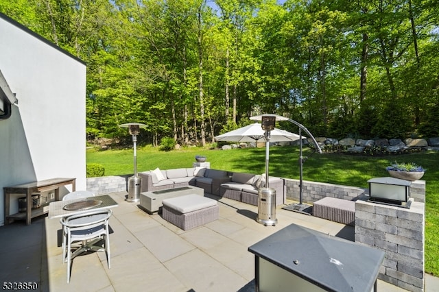 view of patio featuring exterior kitchen and an outdoor hangout area