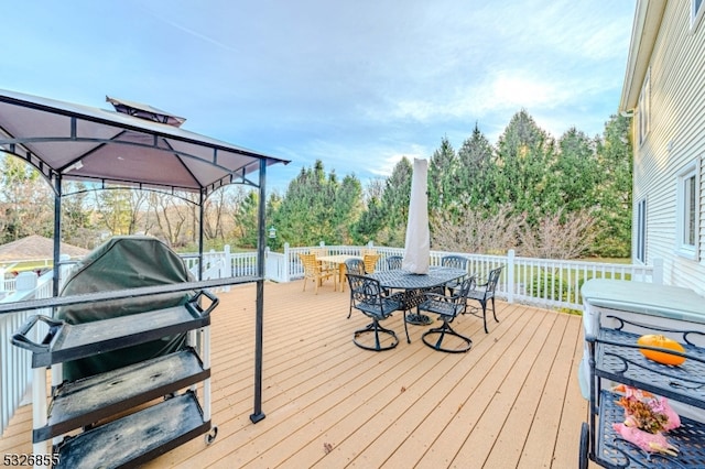 deck with a gazebo and grilling area