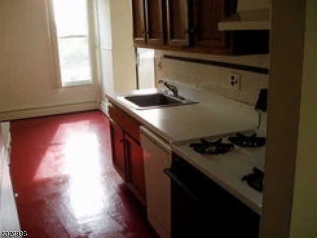 kitchen with dishwasher, extractor fan, and sink