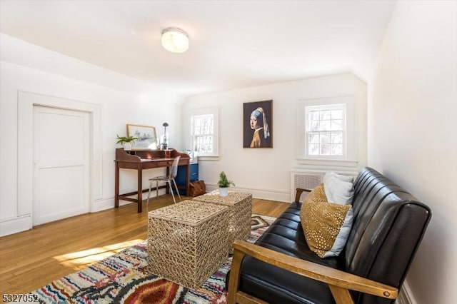 living area with light wood-type flooring