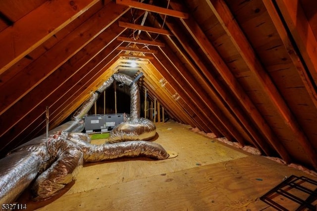 view of unfinished attic