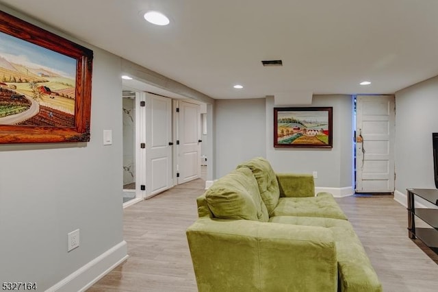 living room featuring light hardwood / wood-style flooring