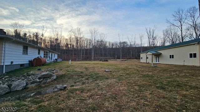 view of yard at dusk