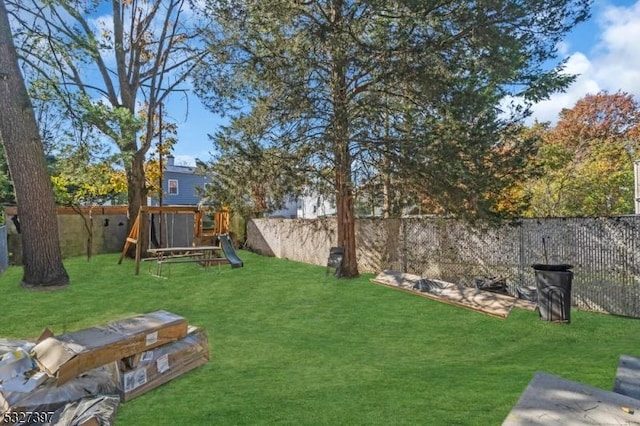 view of yard with a playground