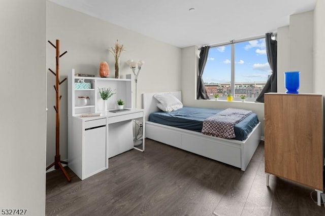 bedroom featuring dark hardwood / wood-style flooring