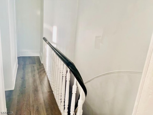 stairs with hardwood / wood-style flooring