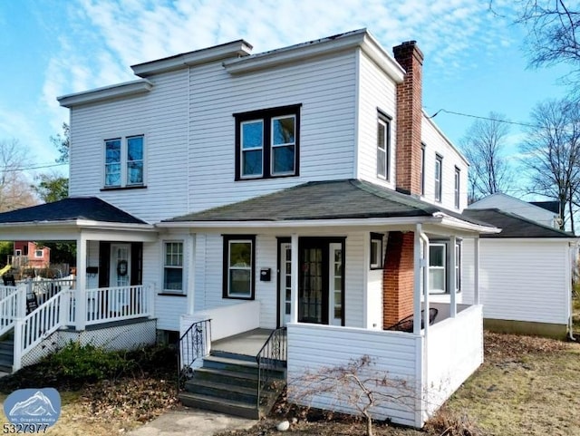 view of front of property featuring covered porch