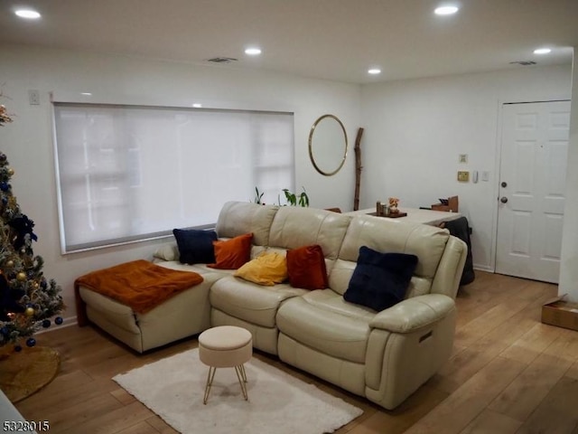 living room featuring light hardwood / wood-style flooring