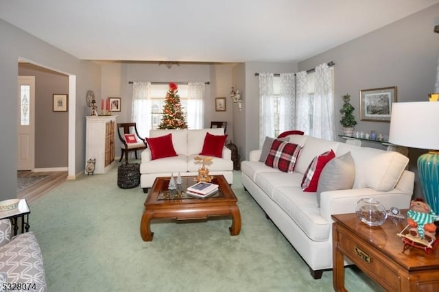 living room with carpet flooring