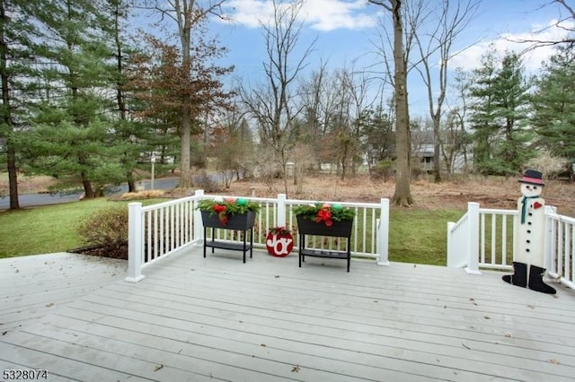 deck with a lawn