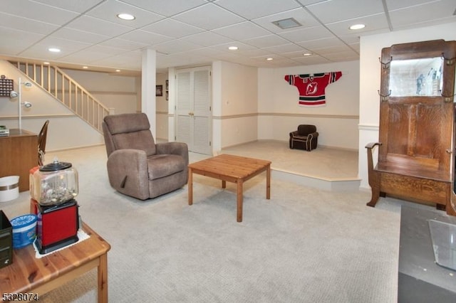 living room with carpet floors