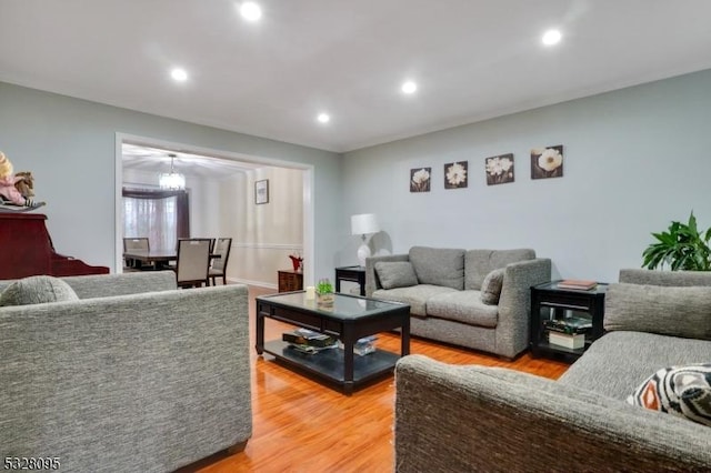 living room with hardwood / wood-style flooring