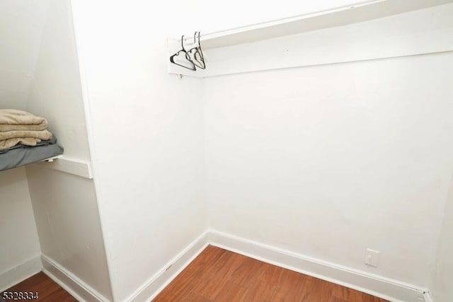 walk in closet with hardwood / wood-style floors