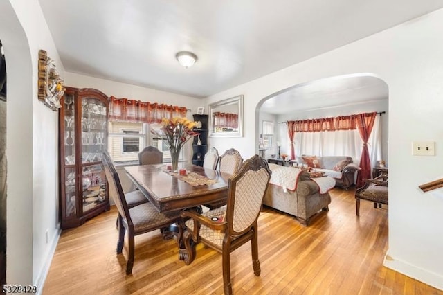 dining space featuring light hardwood / wood-style flooring