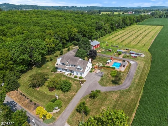 drone / aerial view with a rural view