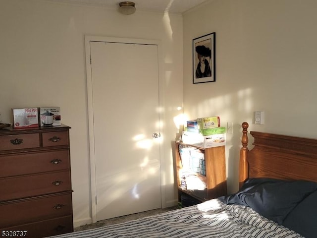 bedroom with carpet and a closet