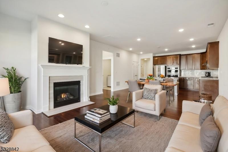 living room featuring dark hardwood / wood-style floors