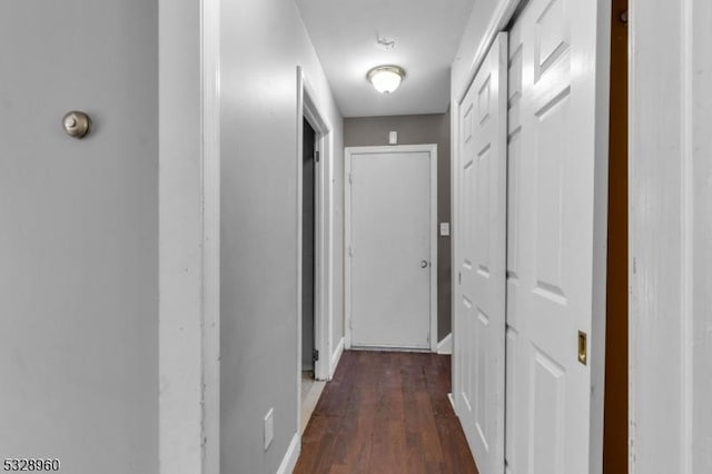 corridor with dark hardwood / wood-style floors