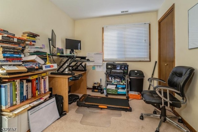 office with light colored carpet