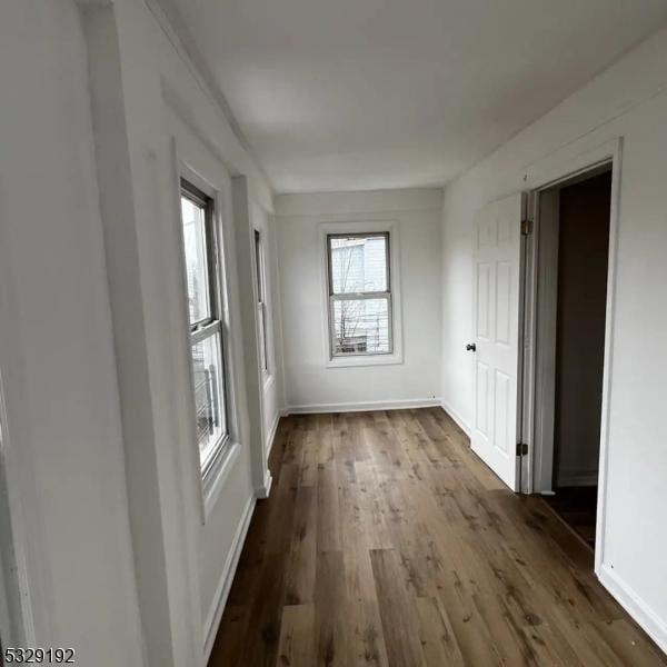 unfurnished room with hardwood / wood-style flooring