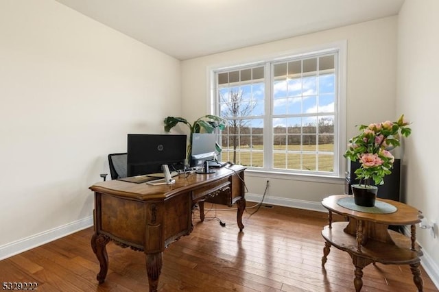 office area with hardwood / wood-style flooring