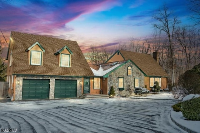 view of front of house with a garage